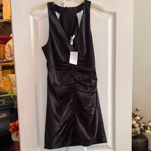 Hutch Elegant Black Ruched Mini Dress